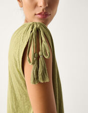 Julie Embroidered Mini Kaftan Dress, Green (KHAKI), large