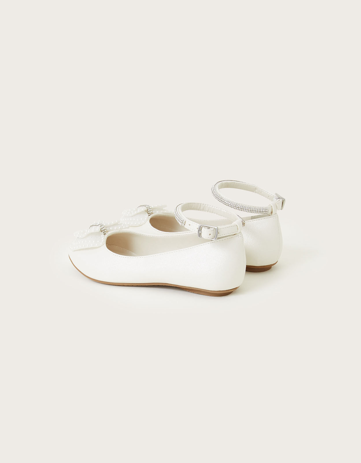 Sara Sparkle Pearly Bow Ballerina Flats Ivory
