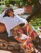 One Hundred Stars Fan Print Wide Leg Trousers, Red (RED), large