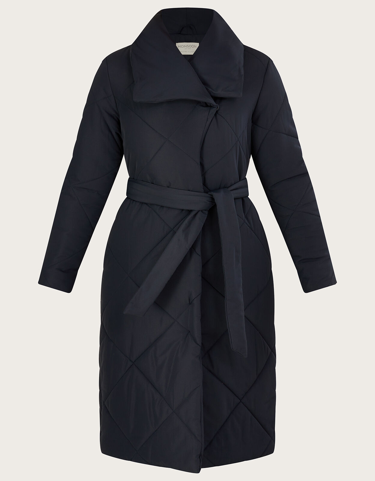 Piper Padded Shawl Collar Coat in Recycled Polyester Blue