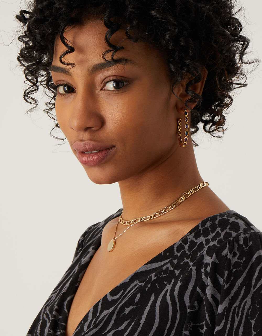 Women Women's Accessories | Gold-Plated Jewel Hoop Earrings - YP14056