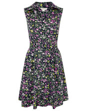 Katie Ditsy Floral Belted Shirt Dress, Blue (NAVY), large
