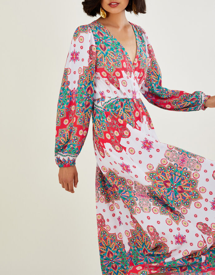 Joanie Print Wrap Dress Ivory Evening Dresses Monsoon UK.