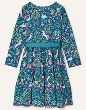 Fantastical Printed Jersey Dress, Blue (NAVY), large