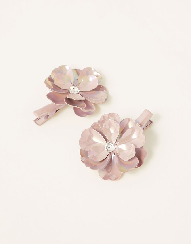 Pearly Shine Flower Hair Clips, , large
