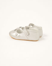 3D Flower Shimmer Walker Shoes, Silver (SILVER), large
