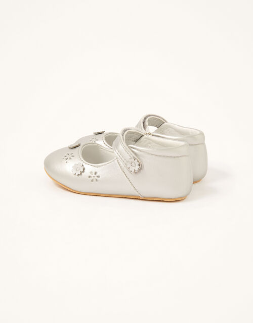 3D Flower Shimmer Walker Shoes, Silver (SILVER), large