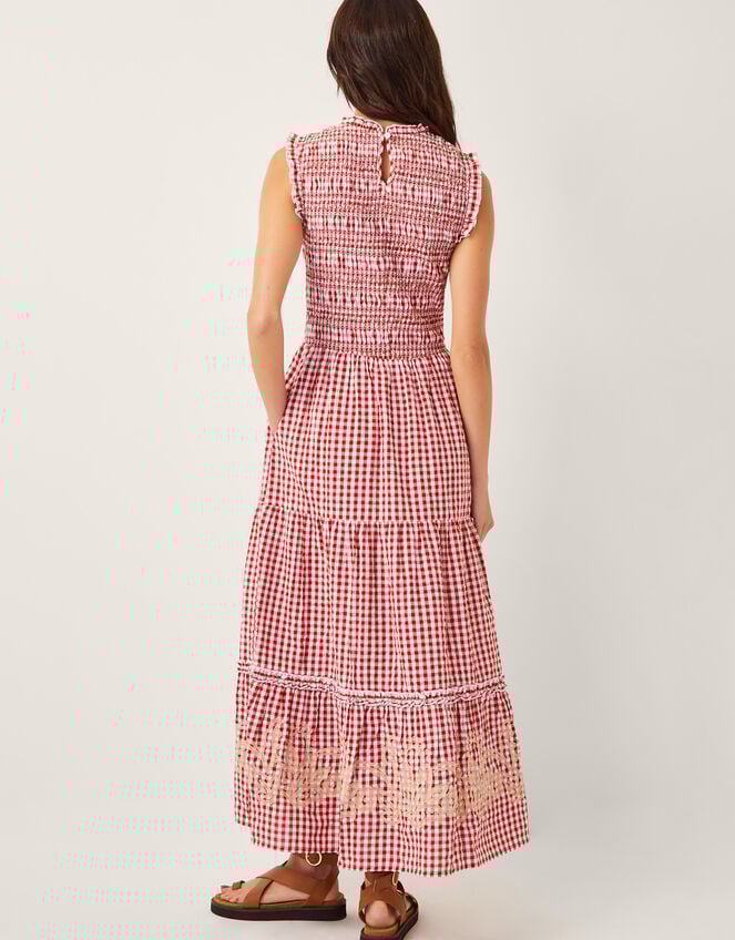 Greta Gingham Maxi Dress, Red (RED), large