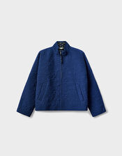East Celine Lightly Quilted Floral Stitch Jacket, Blue (NAVY), large
