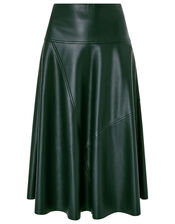 Carly Faux Leather Midi Skirt , Green (DARK GREEN), large