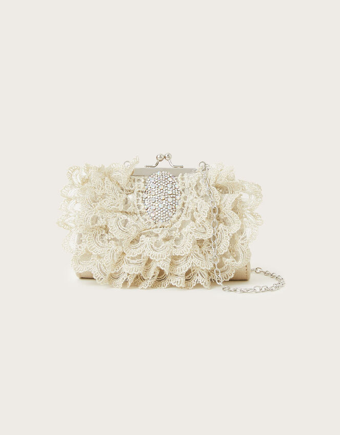 Lace Ruffle Frame Bag