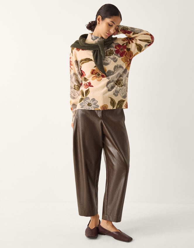 Olive High Neck Floral Jumper Ivory