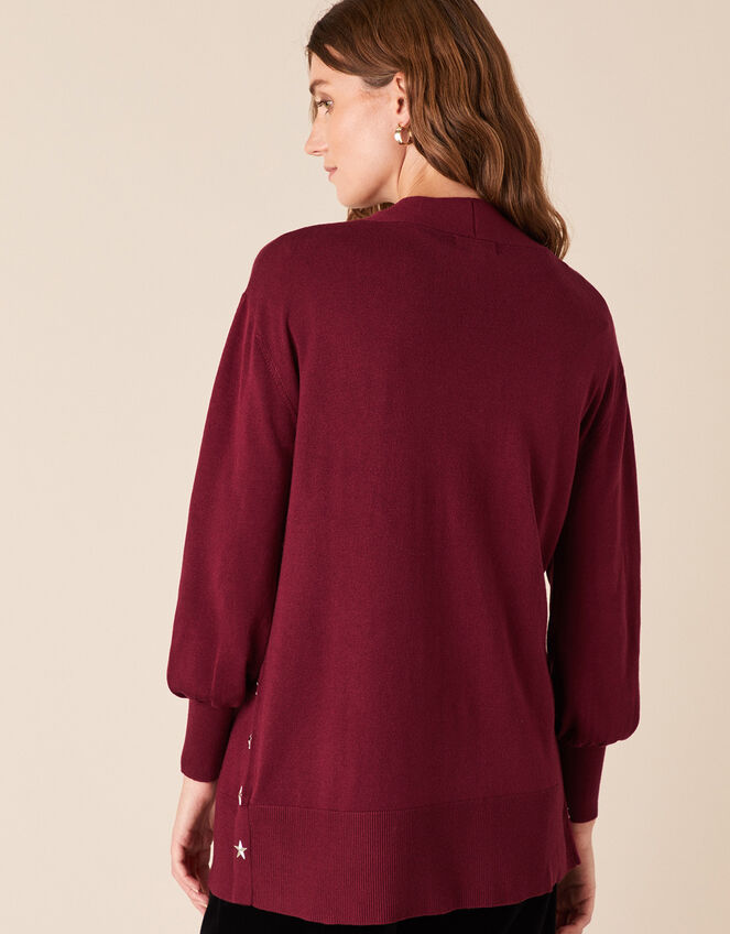 Star Stud Knit Cardigan, Red (BERRY), large