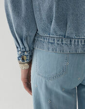 Maison Hotel Embroidered Denim Jacket, Blue (PALE BLUE), large