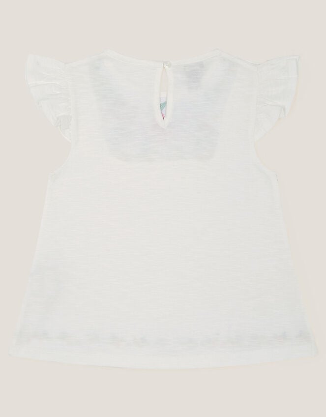 Embroidered Yoke Butterfly T-Shirt, White (WHITE), large