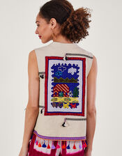 Embroidered Statement Tassel Waistcoat, , large