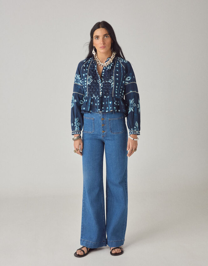 Maison Hotel Sora Print Blouse, Blue (NAVY), large