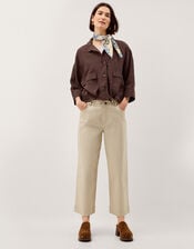 Marie Funnel Neck Linen Blend Jacket, Brown (CHOCOLATE), large