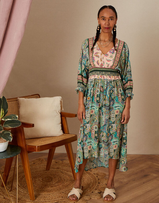 Paisley Print Dress in LENZING™ ECOVERO™, Green (GREEN), large