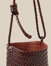 Marnie Woven Faux Leather Shoulder Bag, Brown (CHOCOLATE), large