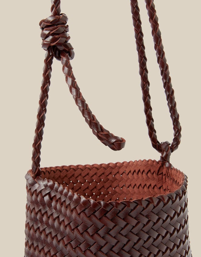 Marnie Woven Faux Leather Shoulder Bag, Brown (CHOCOLATE), large