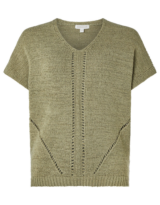 Tyla Tape Yarn Jumper, Green (KHAKI), large