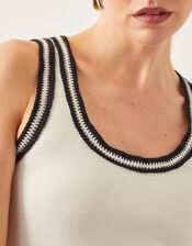 Tate Crochet Trim Tank Top, Ivory (IVORY), large