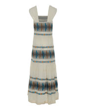 Devotion Twins Elegant Jacquard Maxi Dress, Natural (NATURAL), large