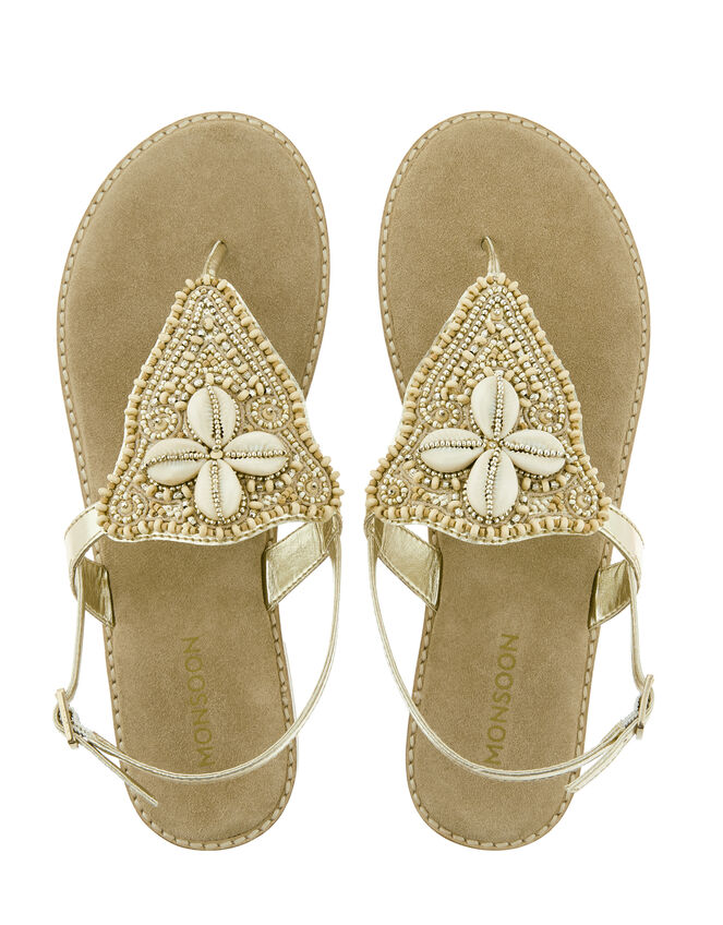Sheila Shell Toe-Post Sandals, Gold (GOLD), large