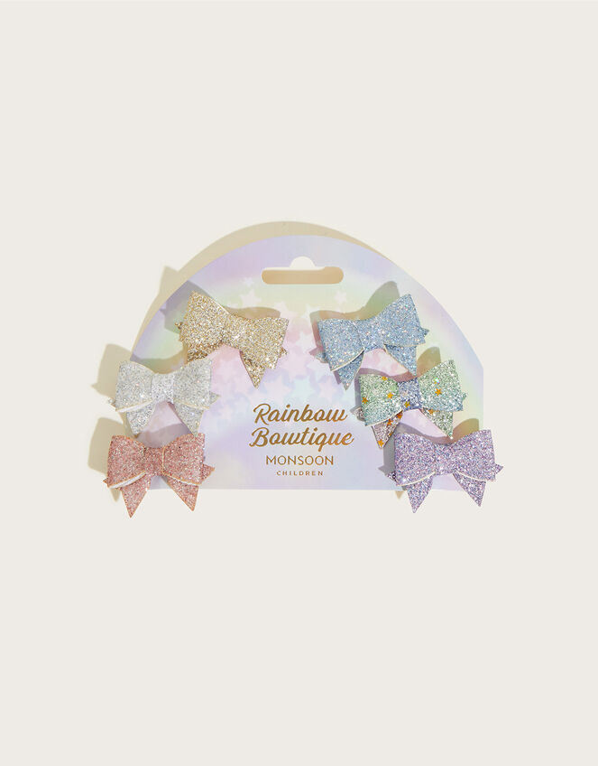 Rainbow Bowtique Hair Clips 6 Pack, , large