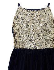 Truth Sequin Velvet Hi-Low Dress, Blue (NAVY), large