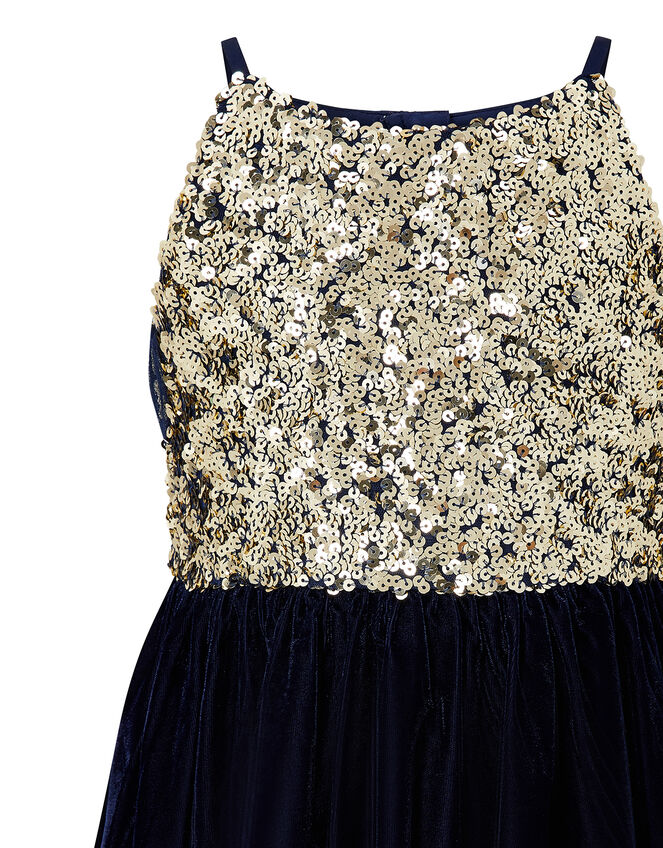 Truth Sequin Velvet Hi-Low Dress, Blue (NAVY), large