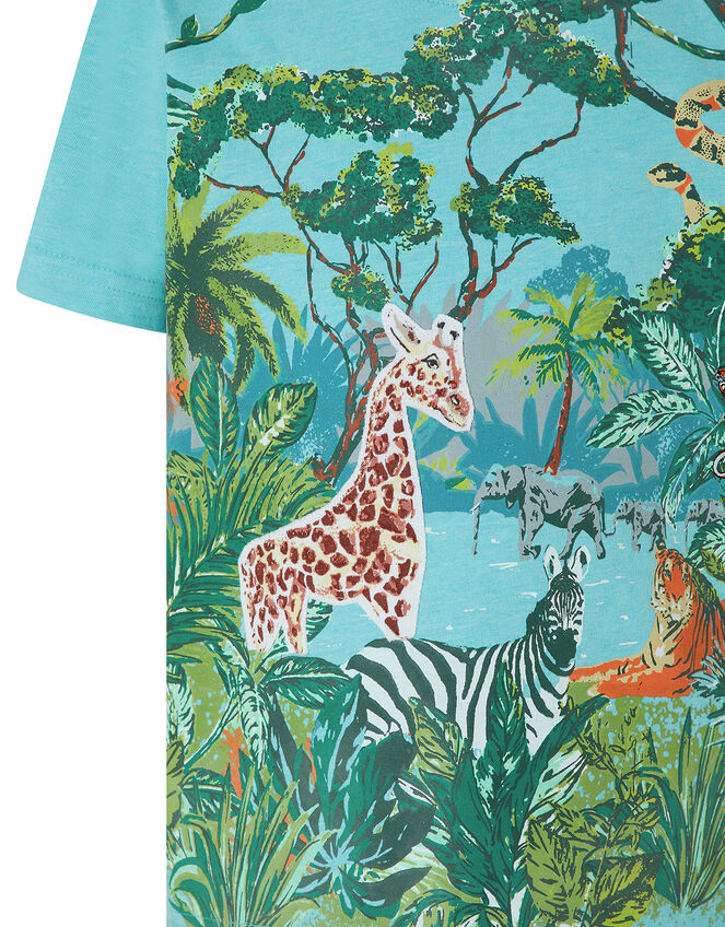 Basil Jungle Scene T-Shirt, Blue (BLUE), large