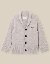Shawl Neck Knit Cardigan, Camel (OATMEAL), large