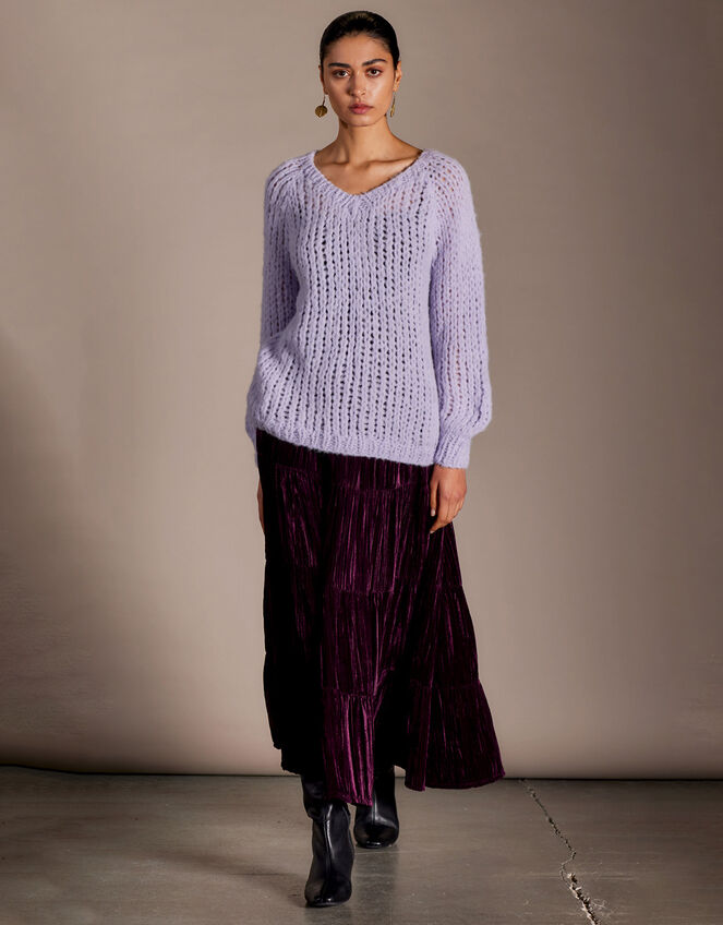 East Heather Velvet Skirt, Purple (RASPBERRY), large