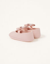 Shimmer Bow Booties, Pink (PINK), large