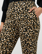 Camillia Animal Print Slim Trousers, Black (BLACK), large