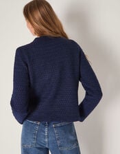 Brianne Floral Button Cardigan, Blue (NAVY), large