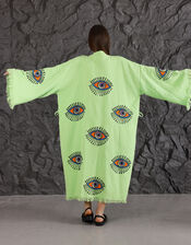 Meraki Beach Eye Print Kimono Robe, Green (GREEN), large