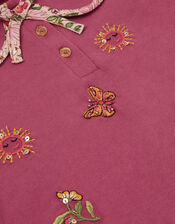 Floral Embroidered Cotton T-Shirt, Pink (PINK), large