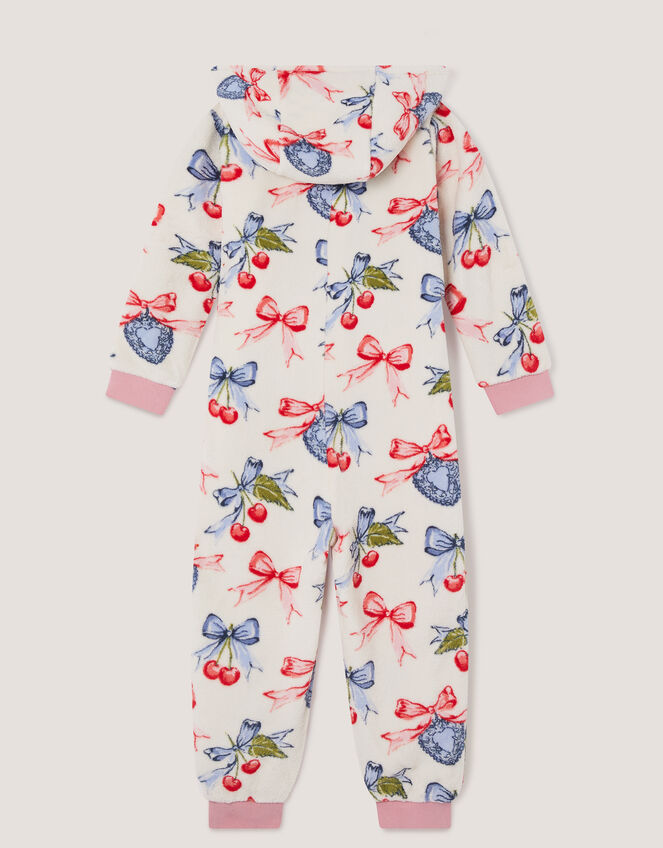 Cherry Locket Print Fleece Onesie, Cream (CREAM), large
