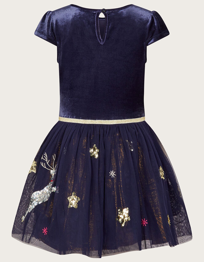 Velvet Disco Sleigh Dress, Blue (NAVY), large