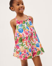 Tropical Print Jersey Playsuit, Multi (MULTI), large