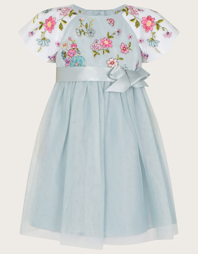 Baby Emzy Embroidered Cape Sleeve Dress Green