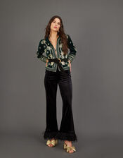 Raegan Velvet Feather Trousers, Black (BLACK), large