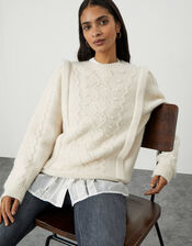 Applique Stitchy Jumper, Ivory (IVORY), large