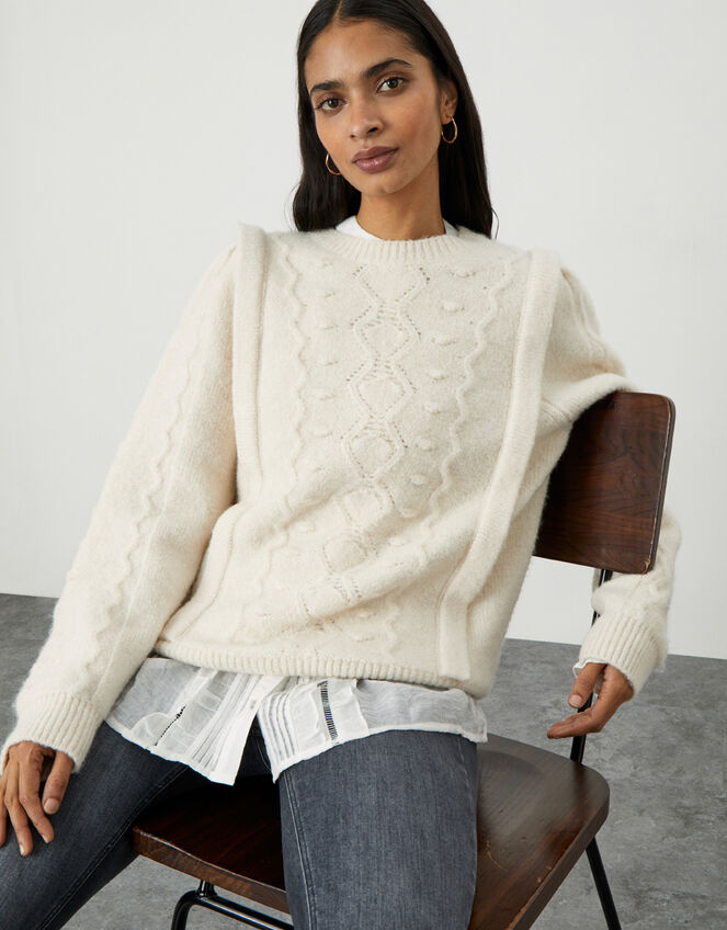 Applique Stitchy Jumper, Ivory (IVORY), large