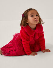 Baby Detachable Collar Fuzzy Cardigan, Red (RED), large