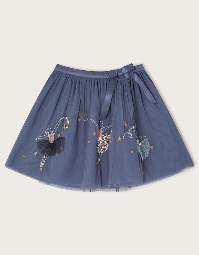 Embellished Ballerina Mesh Skirt, Blue (BLUE), large