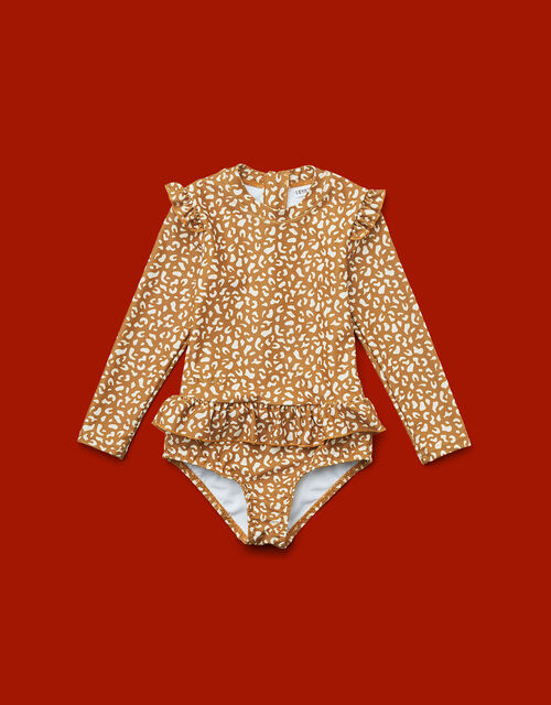 Liewood Sille Mini Leopard Swim Jumpsuit, Camel (CARAMEL), large